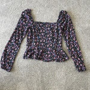 Floral peplum long sleeve blouse